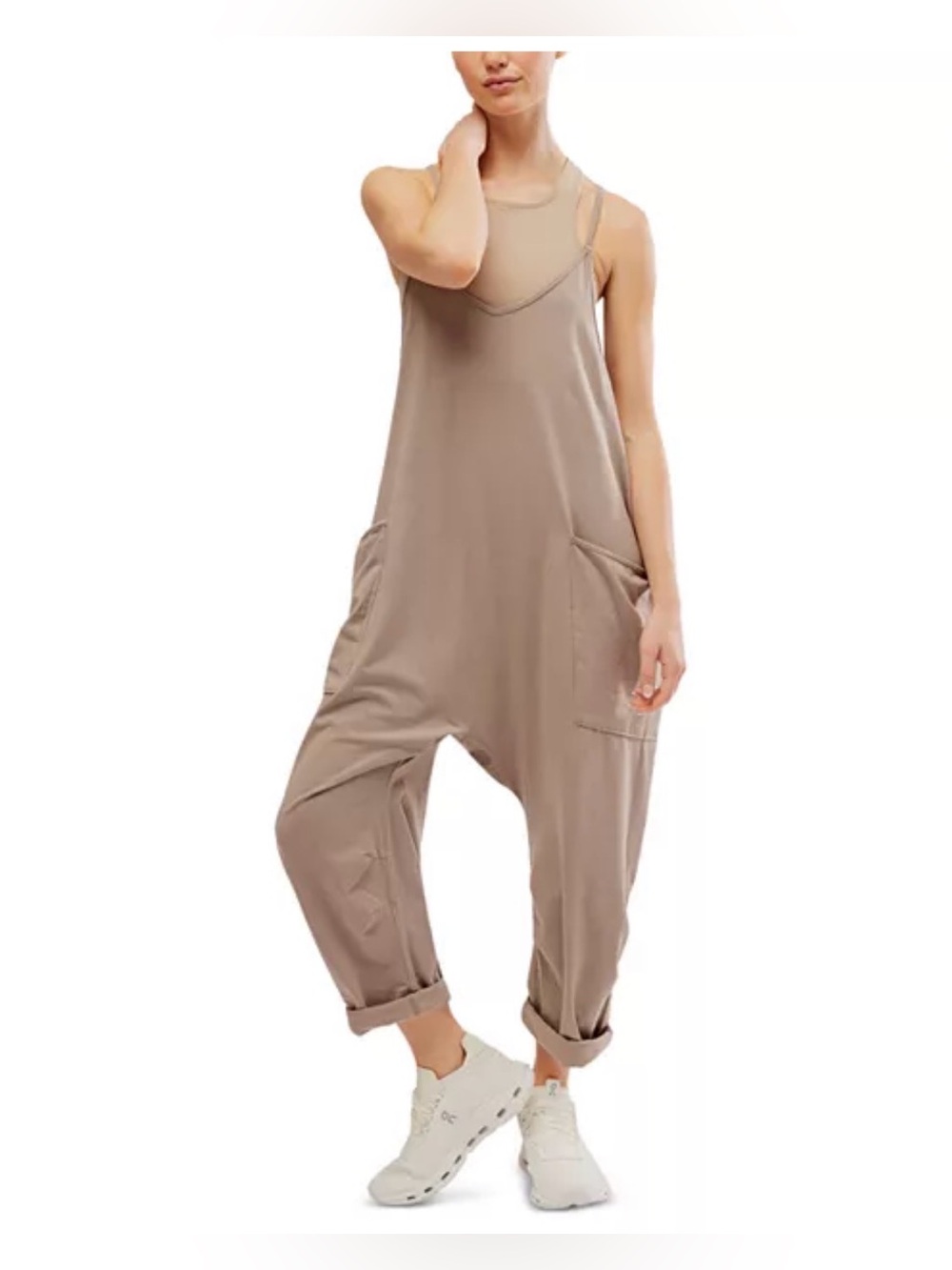 Free people Hot Shot Onesie jumpsuit women’s size small mocha latte